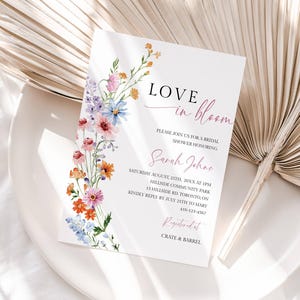 Love In Bloom Bridal Shower Invitation, Wildflower Bridal Shower Invite, Spring Floral Wedding Template, Editable Bridal Shower Invite-LIB01