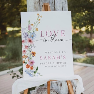 Wildflower Love In Bloom Bridal Shower Welcome Sign, Floral Shower Welcome Poster, Editable Template, Printable Welcome Poster - LIB01