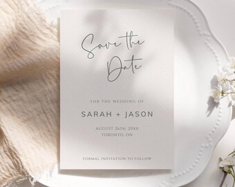 Minimal Save The Date Template, Sage Save Our Date Invite, Modern Script Wedding Save The Date Card, Printable Invite Card, DIY - SPS1