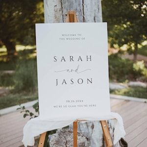 Minimal Wedding Welcome Sign, Black and White Welcome Poster, Elegant Wedding Welcome Template, Large Printable Welcome Sign - SPM3
