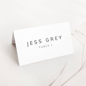 Minimalist Wedding Place Cards Template, Modern Editable Name Card, Printable Wedding Seating Cards, Wedding Table Name Card, DIY - Mia