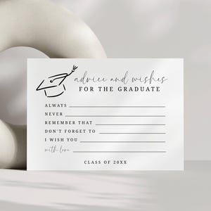 Advies en wensen voor de afgestudeerde, kaartsjabloon afstudeeradvies, Words of Wisdom Grad Card, bewerkbare kaart, afdrukbare Grad Wishes - SPM3