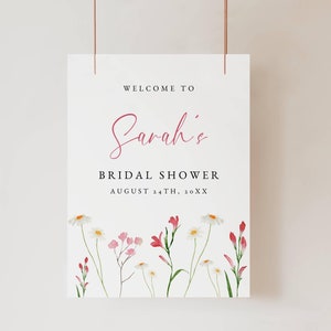 Love in Bloom Bridal Shower Welcome Sign, Wildflower Bridal Shower Welcome Poster, Editable Floral Bridal Shower Sign, Printable Poster