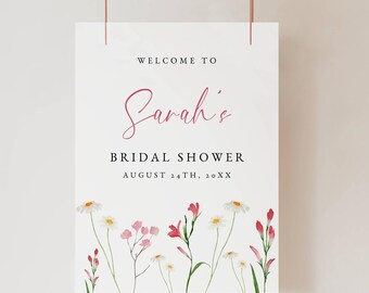 Love in Bloom Bridal Shower Welcome Sign, Wildflower Bridal Shower Welcome Poster, Editable Floral Bridal Shower Sign, Printable Poster