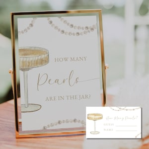 Pearls and Prosecco Guess How Many Pearls Game, Bridal Shower Activity, Wedding Shower Editable Template, Bridal Shower Guessing Game