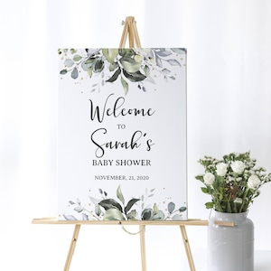 Baby Shower Willkommensschild, Greenery Baby Shower 11GN