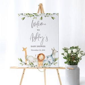 Panneau de bienvenue pour baby shower Safari, baby shower de verdure