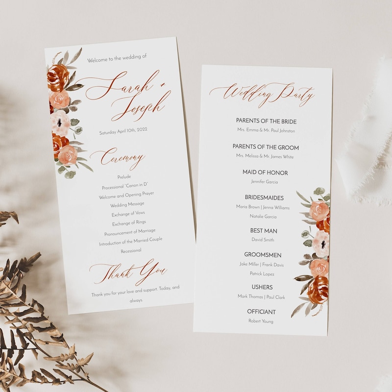 Fall Wedding Program - Etsy