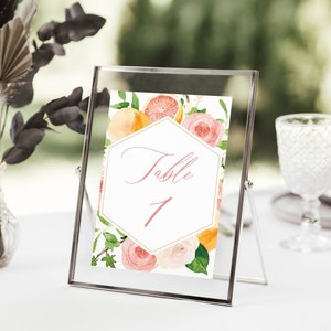 Citrus Theme Table Number Template, Summer Fruit Wedding Template, Table Number Template, Grapefruit Table Numbers, Citrus Decor EMILY image 2
