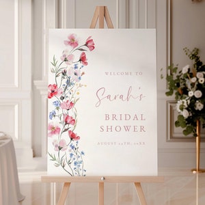 Love in Bloom Bridal Shower Welcome Sign, Floral Bridal Shower Welcome Poster, Editable Bridal Shower Sign, Spring Flower Printable Poster