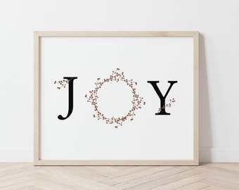 Christmas Printable, Joy Printable, Christmas Decor, Winter Decor, Winter Printable, wreath Decor