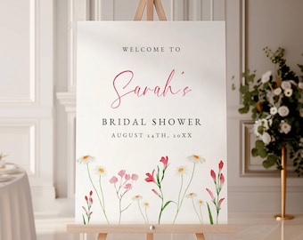 Love in Bloom Bridal Shower Welcome Sign, Wildflower Bridal Shower Welcome Poster, Editable Floral Bridal Shower Sign, Printable Poster