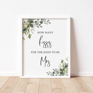 How Many Kisses For The Soon To Be Mrs, Greenery Bridal Shower, Bridal Shower Decoration, Bridal Shower Game, Guess the kisses - Amelia