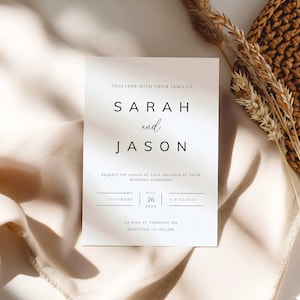Minimalist Wedding Invitation Template, Modern Wedding Invite, Simple Wedding, Editable Template, Printable Invite, DIY - MIA