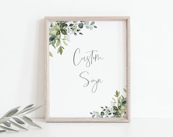 Greenery Custom Sign Template, Eucalyptus Wedding Template, Editable Template, Boho Sign, Bridal Shower, Baby Shower, DIY - AMELIA