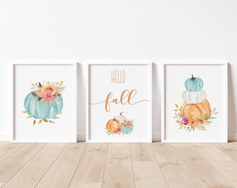 Set of 3 Hello Fall Printable, Fall Decor, Autumn Decor, Autumn Printable, Pumpkin Decor, Pumpkin Printable