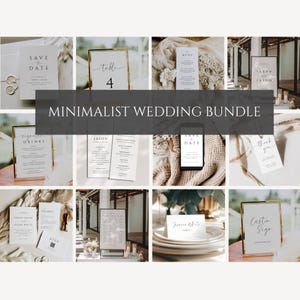 Minimalist Wedding Bundle, Modern Wedding Reception Bundle, Editable Wedding Stationary Templates, Printable Wedding Suite, DIY - SPM3