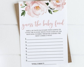 Guess the Baby Food Baby Shower Game, Blush Baby Shower, Baby Shower Decoration 13B