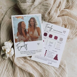 Bridesmaid Proposal Card Template, Maid Of Honor Proposal Card, Printable Will You Be My Bridesmaid Photo Card, Edit In Canva