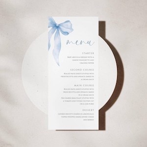 Something Blue Before I Do Menu Card, Blue Bow Bridal Shower Menu Card Template, Shes Tying The Knot, Editable Template, Instant Download