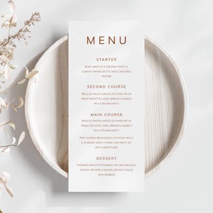 Boho Menu Card, Modern Minimalist Menu Card Template, Rustic Printable Wedding Menu,  Fall Editable Template - SPT1
