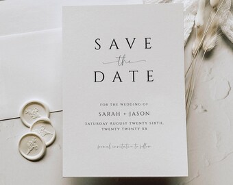 Elegant Save The Date Template, Simple Save Our Date Invite, Minimalist Wedding Announcement Card, Modern Printable Invite, DIY - SPM3