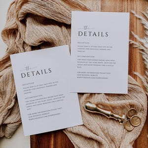 Minimalist Wedding Details Card Template, Simple Details Card, Customizable Template, Elegant Wedding Details Enclosure Card- SPM3