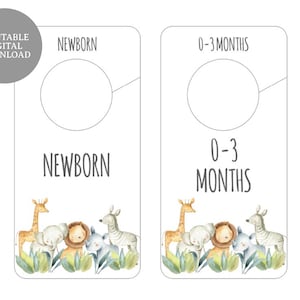 Safari Animal Closet Dividers, Printable Baby Closet Divider, Nursery Organizers, Nursery Dividers