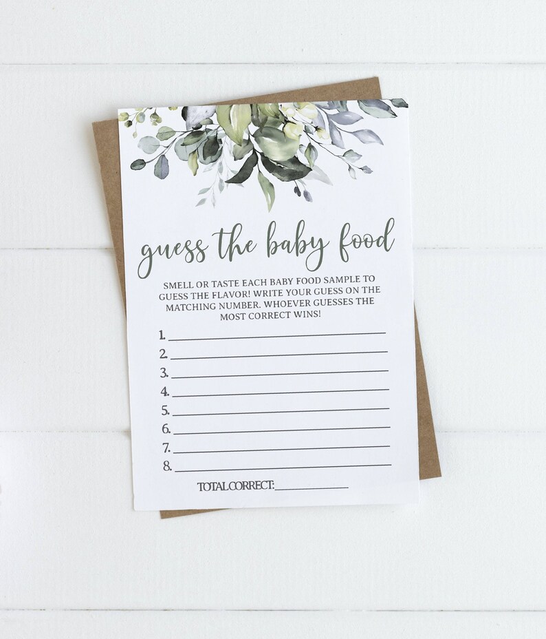 Greenery Baby Shower Games Bundle Baby Shower Decoration Etsy Canada