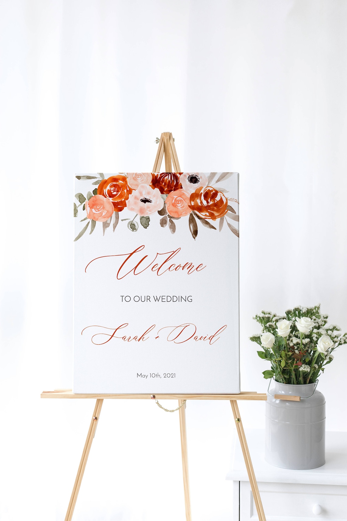 Wedding Welcome Sign Template Terracotta Welcome Sign Burnt image 2