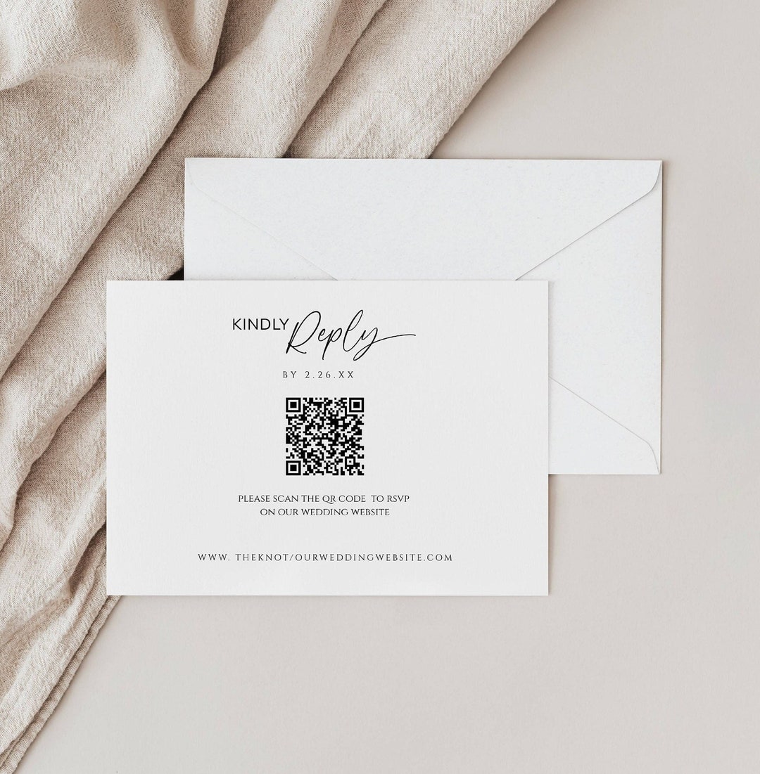 Minimalist Response Card With QR Code Template, RSVP Card, Modern ...