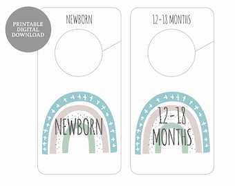 Printable Baby Closet Divider, Blue Rainbow Closet Divider, Baby Boy Room