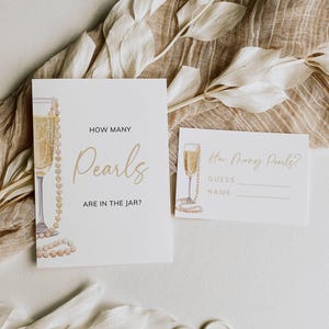 Pearls and Prosecco Guess How Many Pearls Game, Bridal Shower Activity, Wedding Shower Editable Template, Bridal Shower Guessing Game
