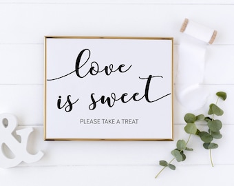 love is sweet take a treat sign, wedding sign, bridal shower sign, wedding decorations 06-1