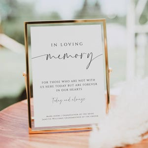 In Loving Memory Wedding Sign, Minimalist Memorial Sign Template, Printable Forever In Our Hearts Sign, Editable Memorial Signage - SPM3