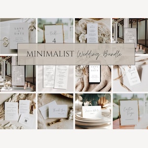 Minimalist Wedding Bundle, Modern Wedding Reception Bundle, Editable Wedding Stationary Templates, Printable Wedding Suite, DIY - SPM3