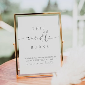 This Candle Burns Memorial Sign, In Loving Memory Sign Template, Editable Wedding Memorial Signage, Wedding Decor, Modern Sign - SPM3