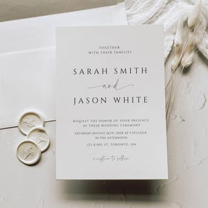 Minimalistische Hochzeitseinladungsvorlage, moderne Hochzeitseinladung, einfache Schreibschrift Hochzeitseinladung, bearbeitbare Vorlage, druckbare Einladung - SPM3