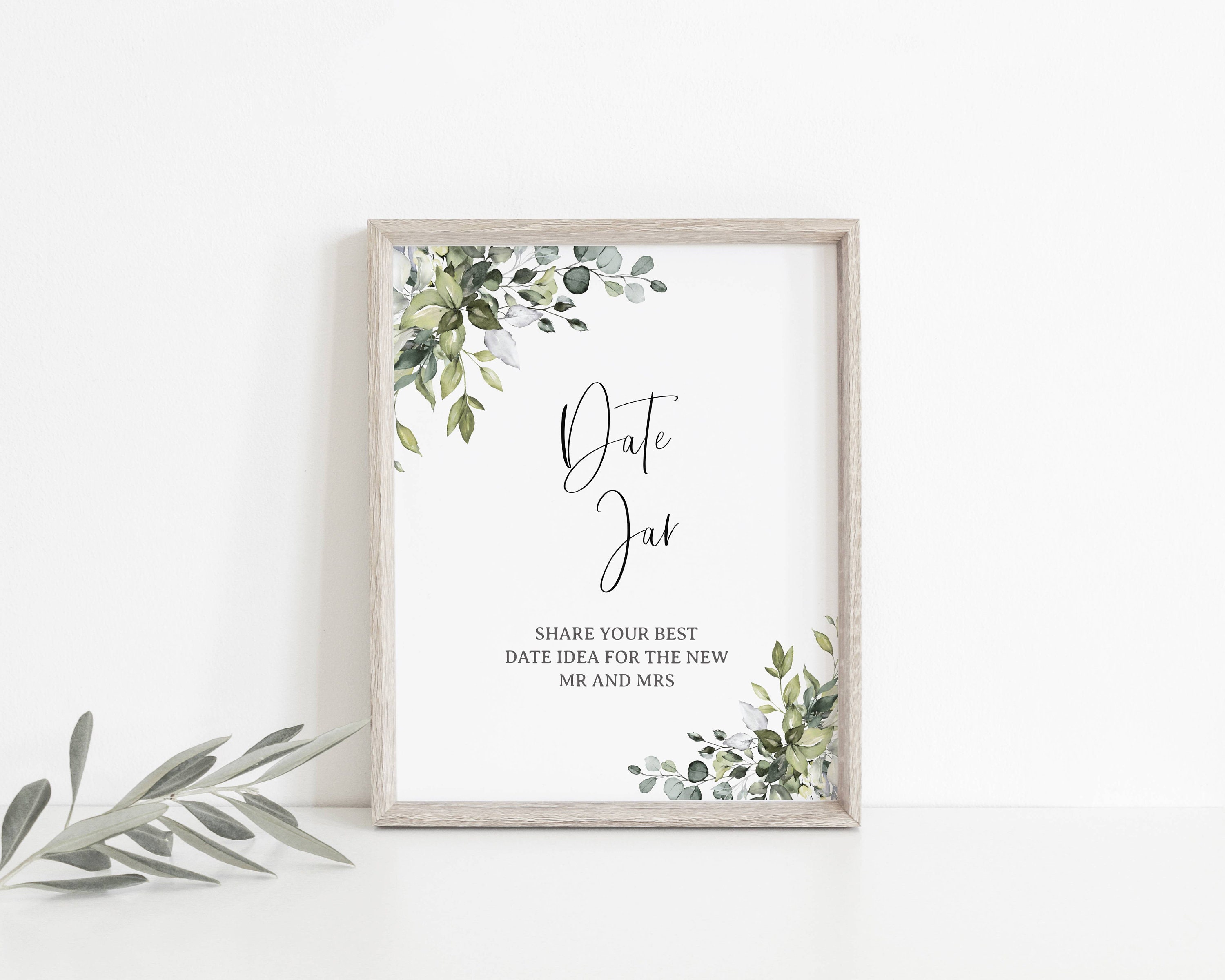 printable sign 11GN wedding sign bridal shower sign Greenery Advice and Wishes For The New Mr and Mrs Sign