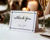 Hand Drawn Wedding Thank You Template, Whimsical Thank You Card, Flat And Folded, Fun Hand Written Font, Editable Template - SPHD1