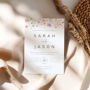 Wildflower Wedding Invitation Template, Floral Wedding Invite, Wildflower Wedding Card, Editable Template, Printable Invite, DIY - LAURA