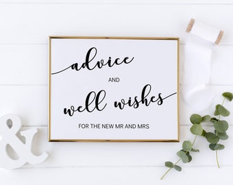 Advice and well wishes sign, Advice and well wishes wedding sign, bridal shower sign, wedding decorations 06-1