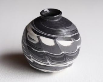 Ceramic Vase, Handmade Pottery Flower Bud Vase, Mini Moon Jar