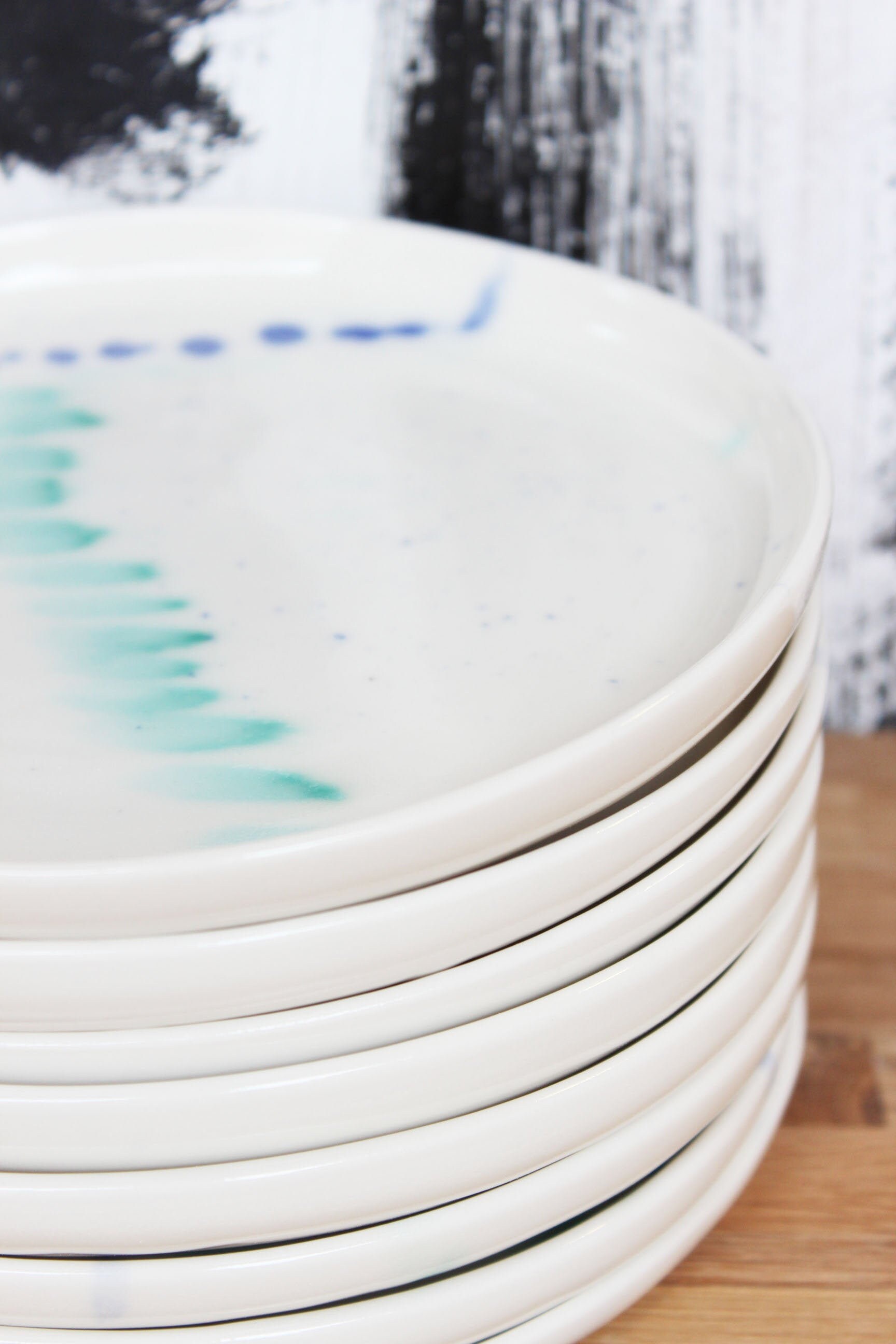 Plaque à La Main en Céramique, Plaque de Poterie Porcelaine, 19cm | 7.5