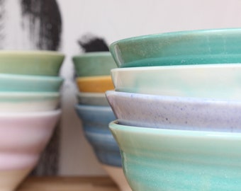 Handmade Ceramic Spiral Bowls, Porcelain Pottery Bowl, Breakfast Soup, Gift, Decorative, Home Interior (Large)