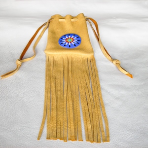 Beaded Elk Bag (5&quot; by 6&quot; with 10&quot; long fringe)