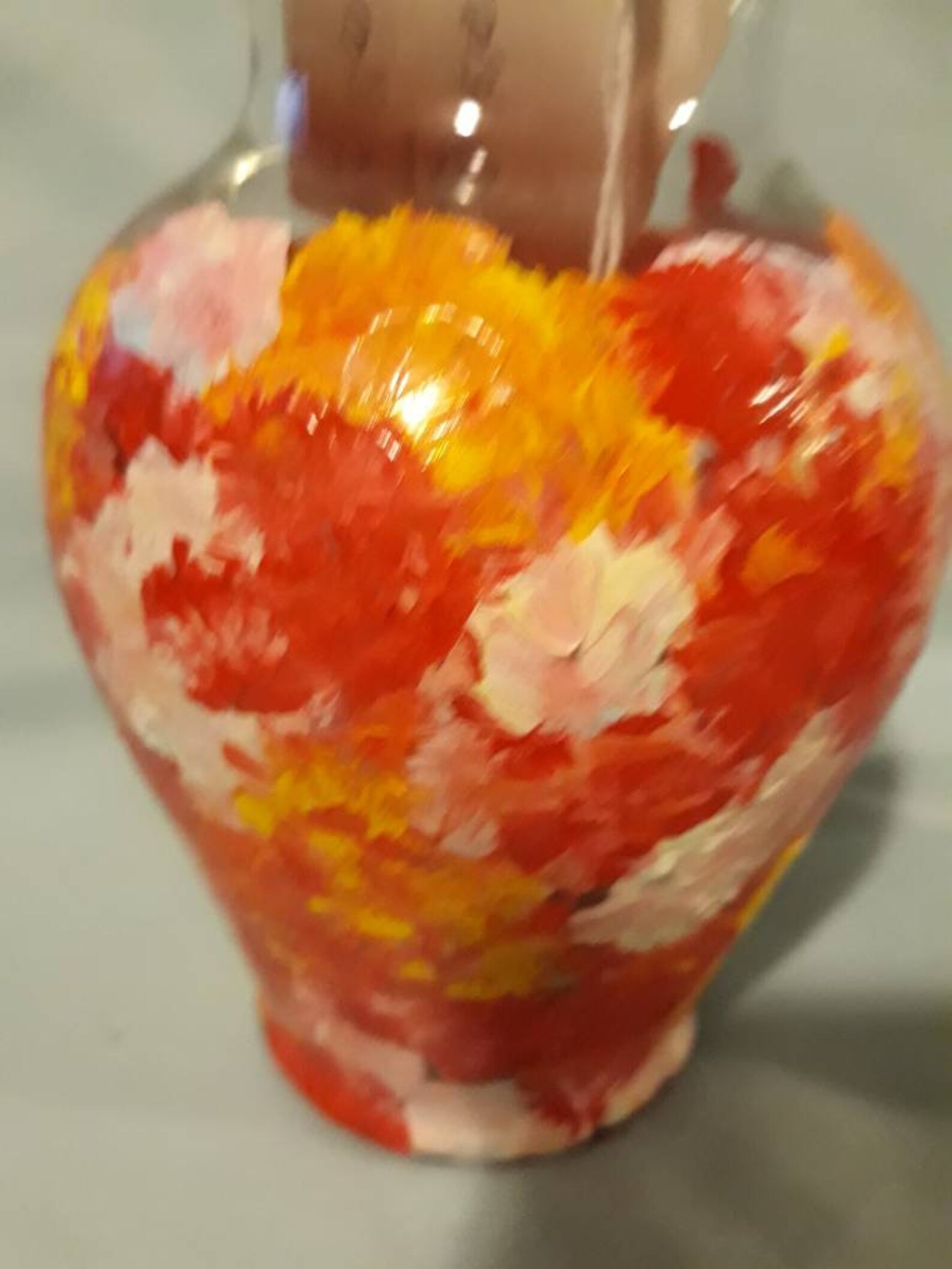 Vases brilliantly colored in reds yellow & orange. Hand Etsy