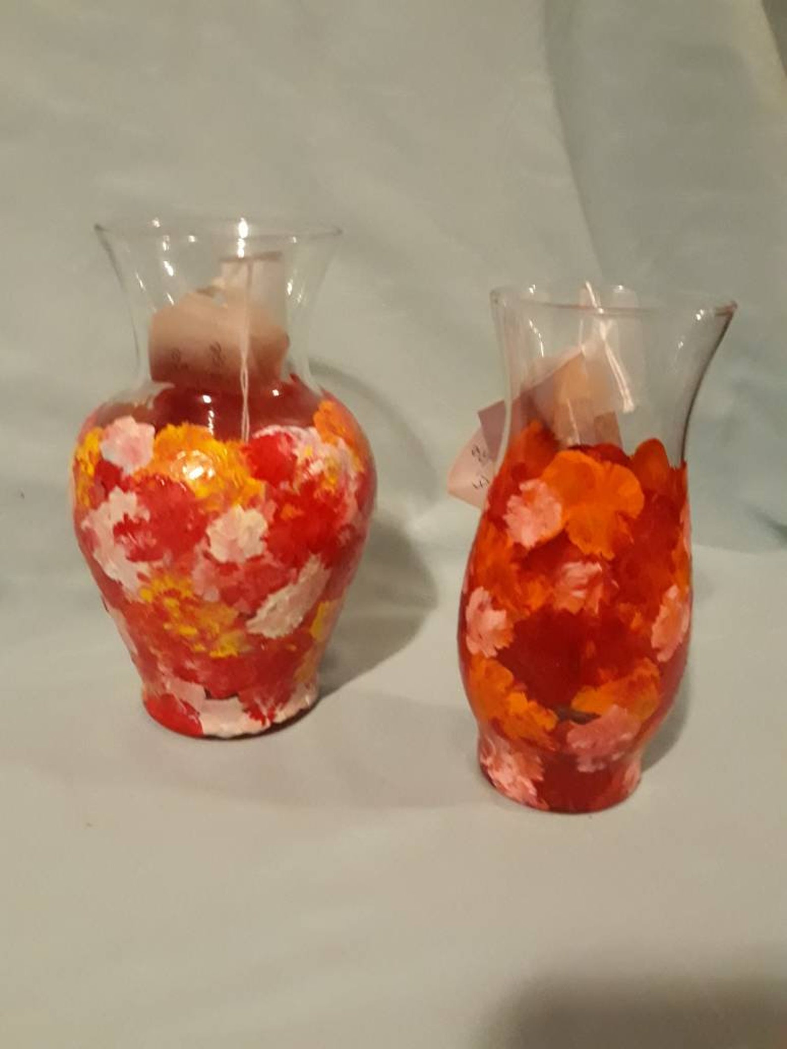 Vases brilliantly colored in reds yellow & orange. Hand Etsy