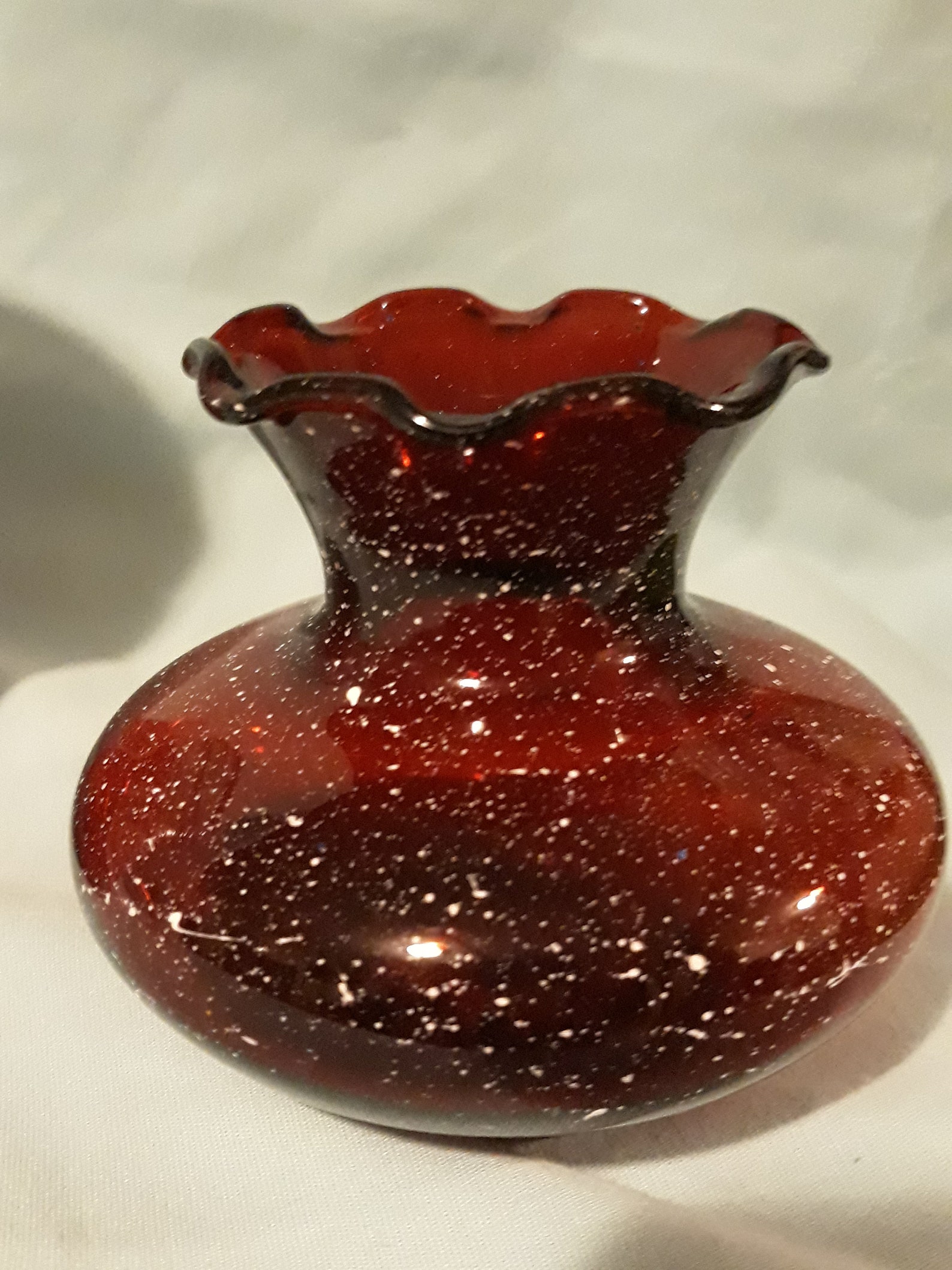 Hand painted red small vase. Deep red color with white Etsy