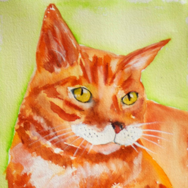 Ginger Cat Watercolor